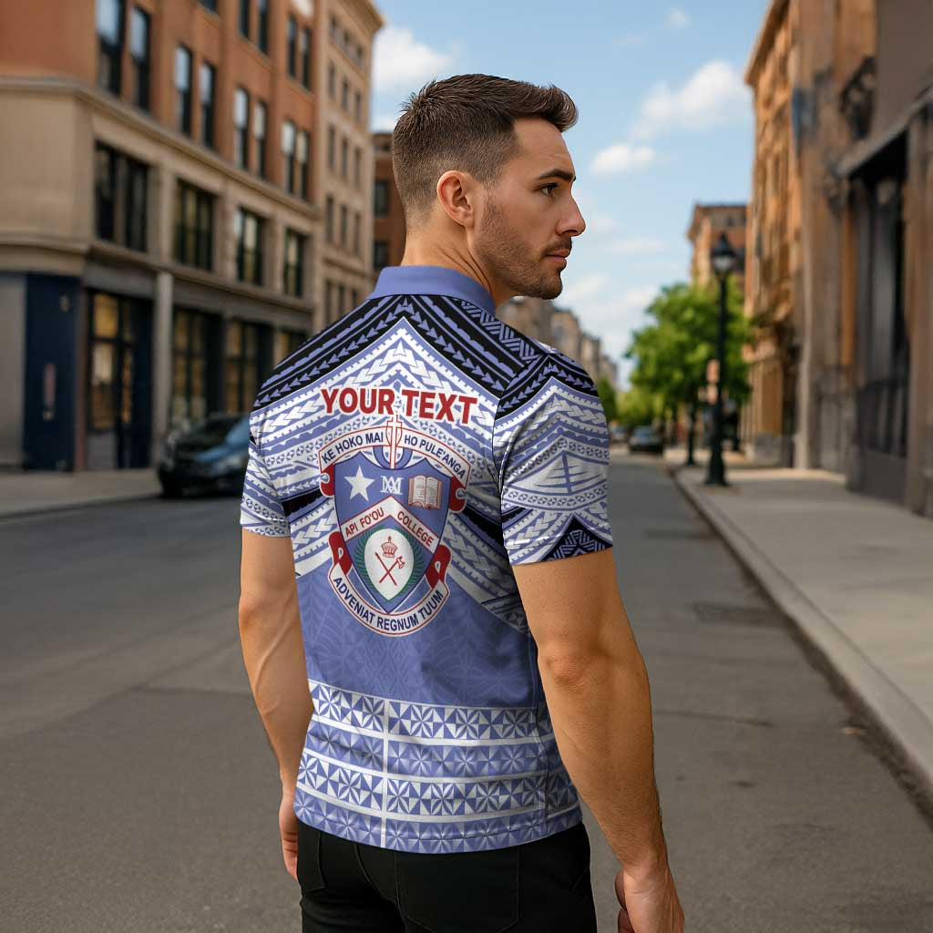 Personalised Tonga Apifoou College Zipper Polo Shirt Polynesian Ngatu Tribal - Polynesian Pride