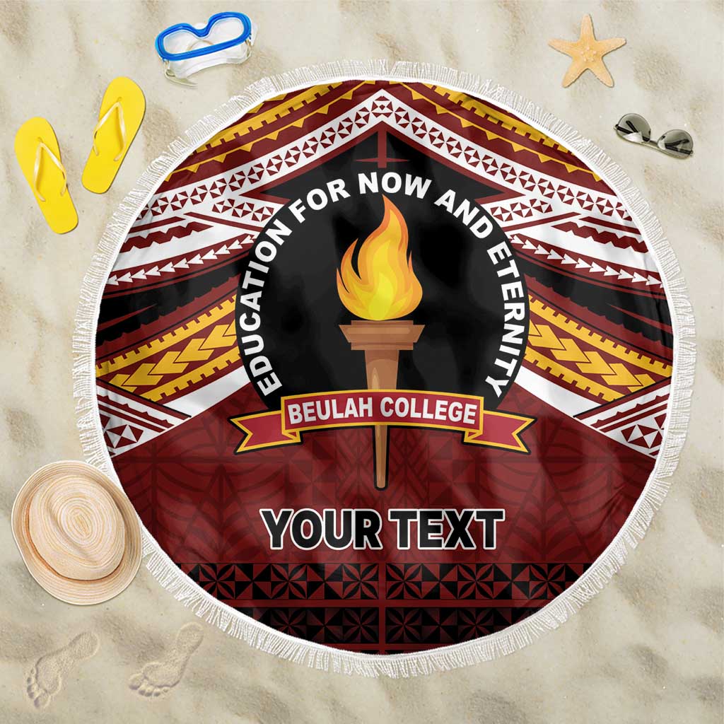 Personalised Tonga Beulah College Beach Blanket Polynesian Ngatu Tribal