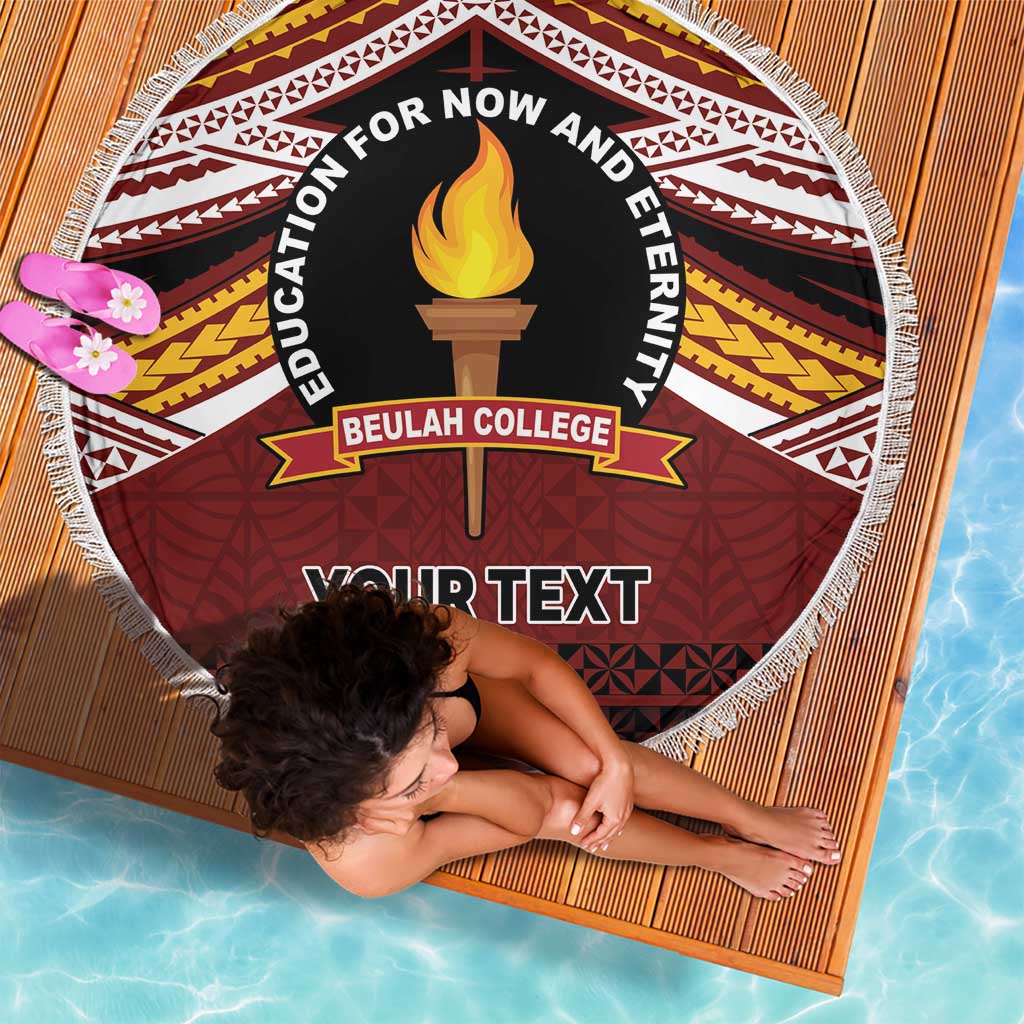Personalised Tonga Beulah College Beach Blanket Polynesian Ngatu Tribal