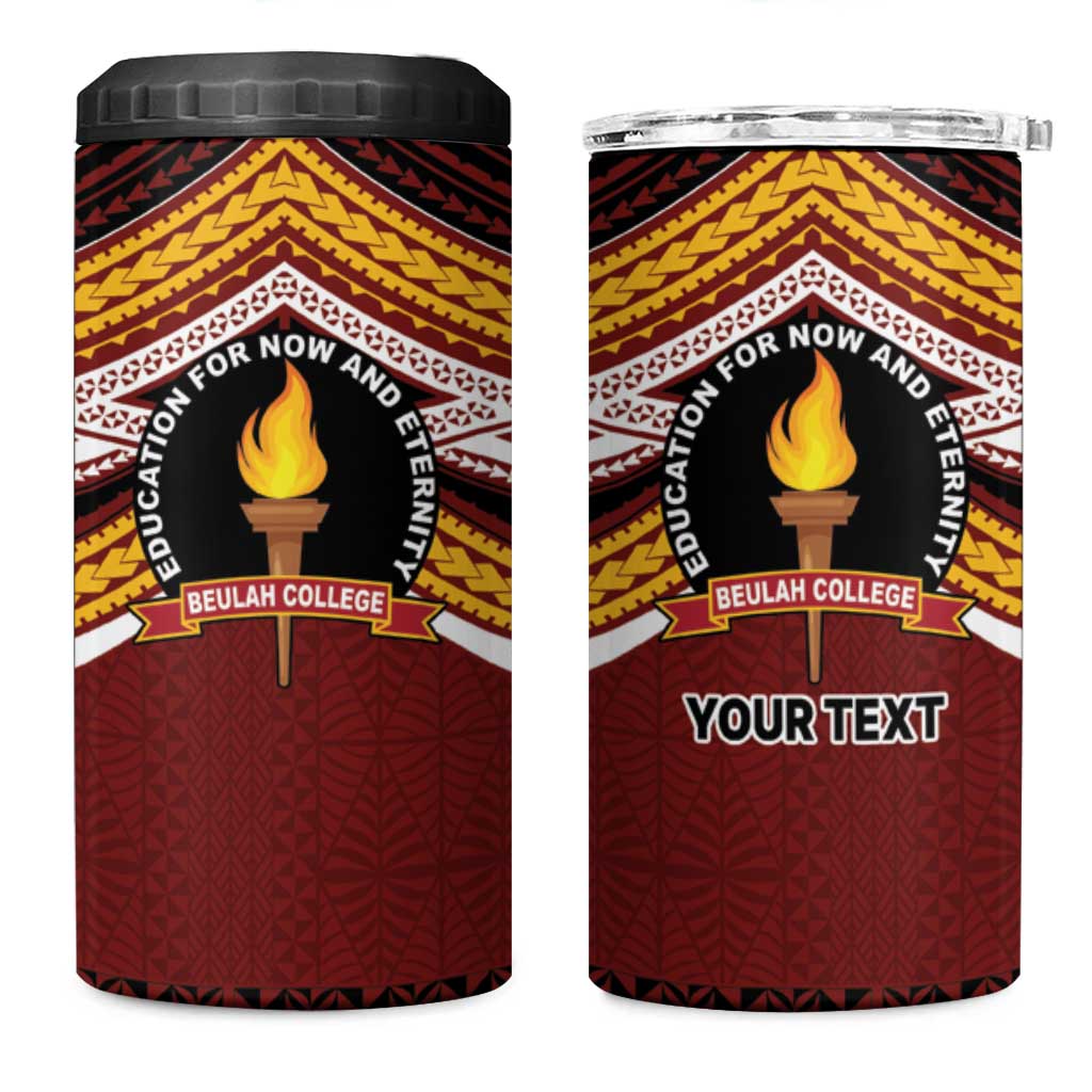 Personalised Tonga Beulah College 4 in 1 Can Cooler Tumbler Polynesian Ngatu Tribal