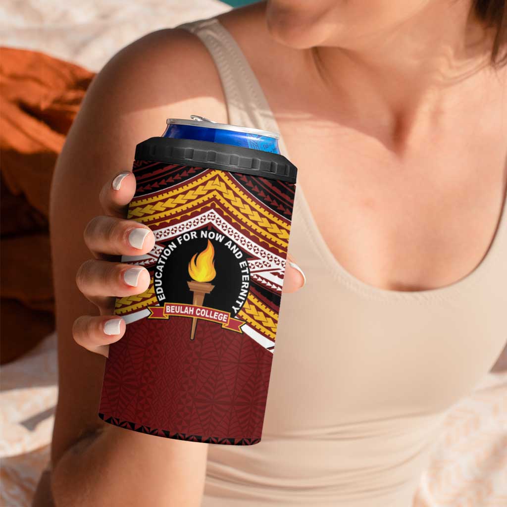 Personalised Tonga Beulah College 4 in 1 Can Cooler Tumbler Polynesian Ngatu Tribal