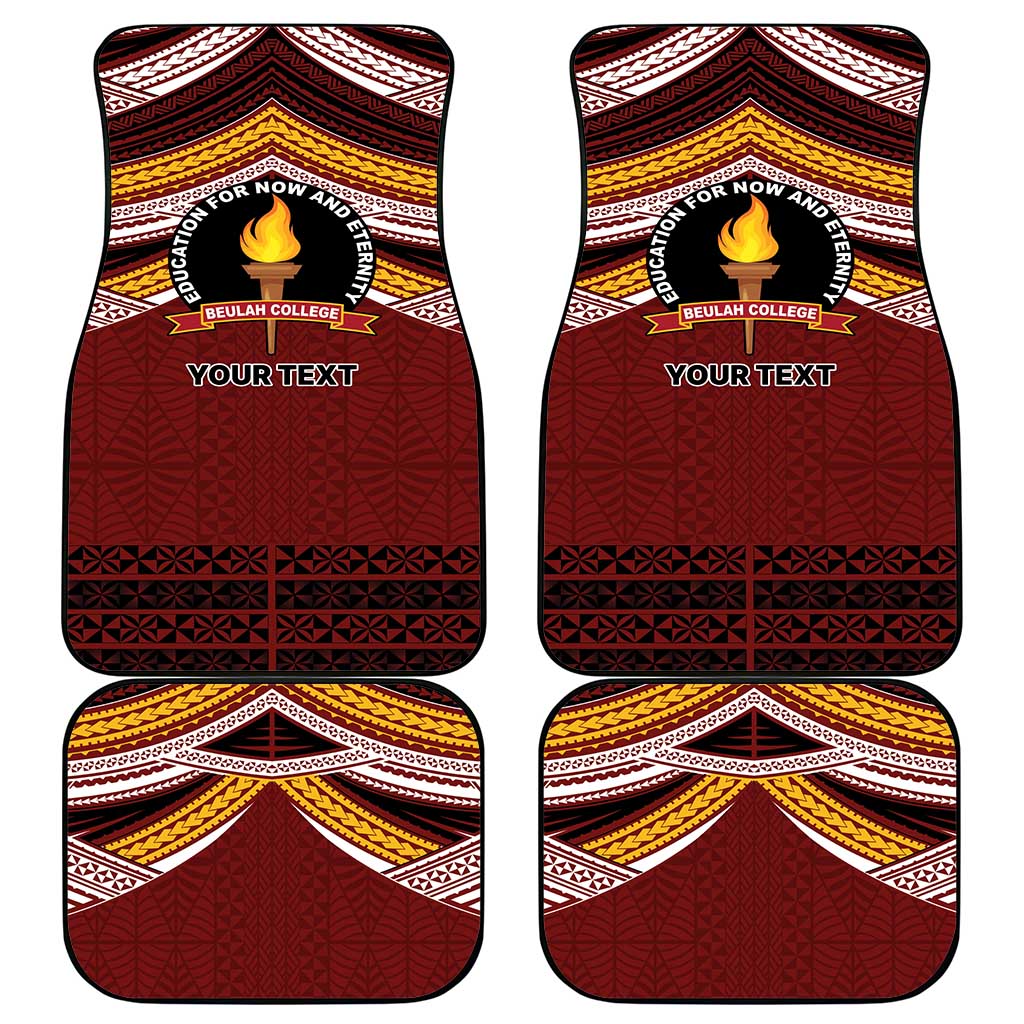 Personalised Tonga Beulah College Car Mats Polynesian Ngatu Tribal