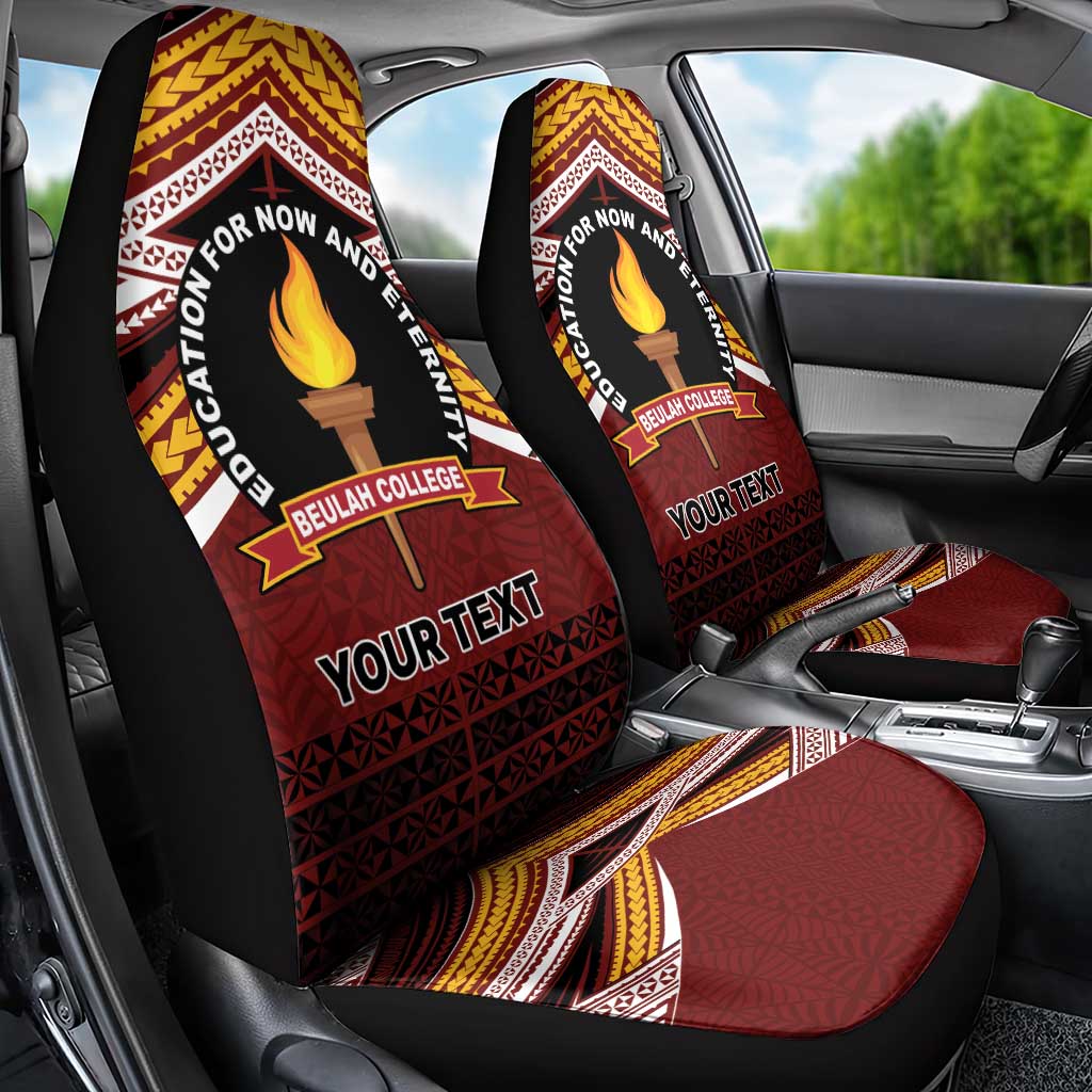 Personalised Tonga Beulah College Car Seat Cover Polynesian Ngatu Tribal