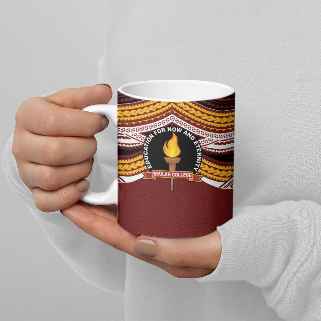 Personalised Tonga Beulah College Ceramic Mug Polynesian Ngatu Tribal - Polynesian Pride