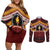 Personalised Tonga Beulah College Couples Matching Off Shoulder Short Dress and Long Sleeve Button Shirt Polynesian Ngatu Tribal