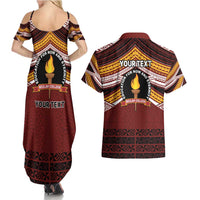 Personalised Tonga Beulah College Couples Matching Summer Maxi Dress and Hawaiian Shirt Polynesian Ngatu Tribal