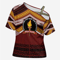 Personalised Tonga Beulah College Cross Shoulder Shirt Polynesian Ngatu Tribal - Polynesian Pride
