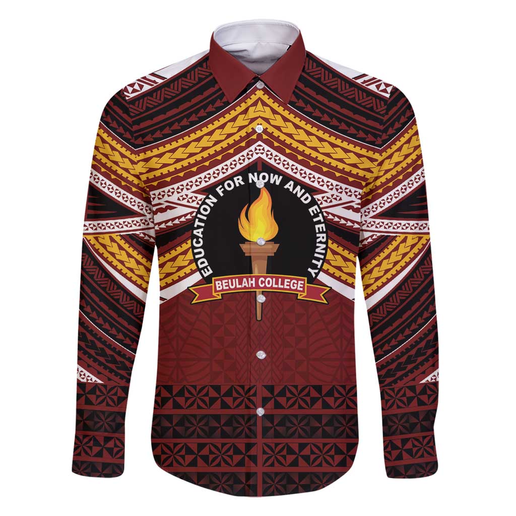 Personalised Tonga Beulah College Family Matching Off Shoulder Maxi Dress and Hawaiian Shirt Polynesian Ngatu Tribal