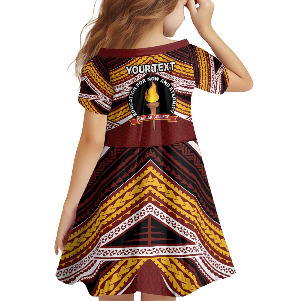 Personalised Tonga Beulah College Family Matching Off Shoulder Short Dress and Hawaiian Shirt Polynesian Ngatu Tribal