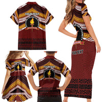 Personalised Tonga Beulah College Family Matching Short Sleeve Bodycon Dress and Hawaiian Shirt Polynesian Ngatu Tribal