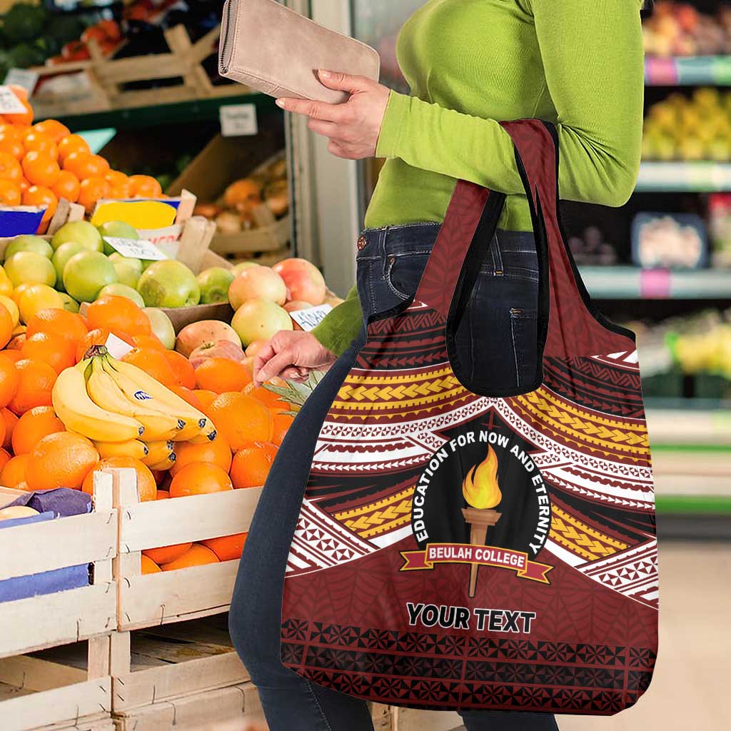 Personalised Tonga Beulah College Grocery Bag Polynesian Ngatu Tribal