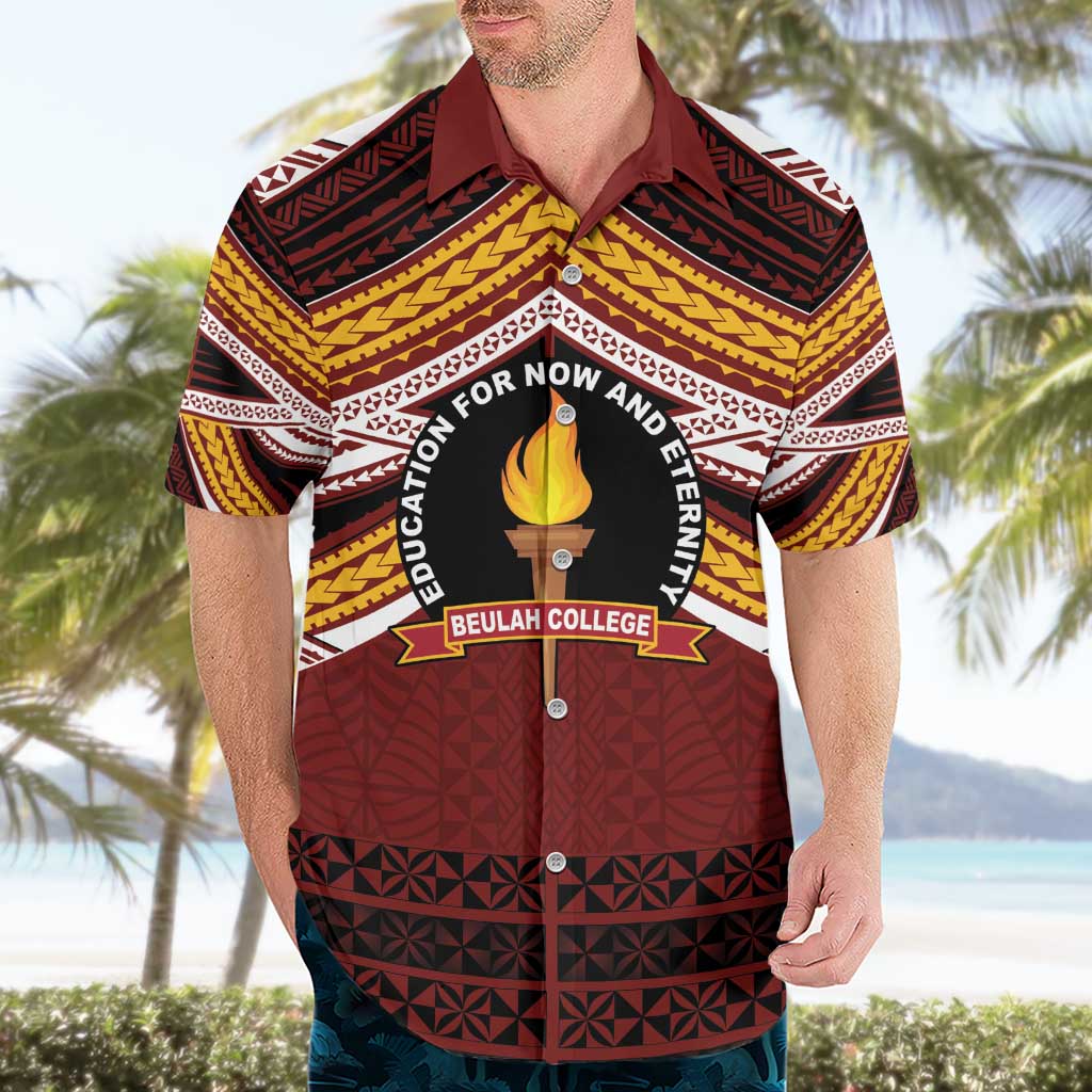 Personalised Tonga Beulah College Hawaiian Shirt Polynesian Ngatu Tribal