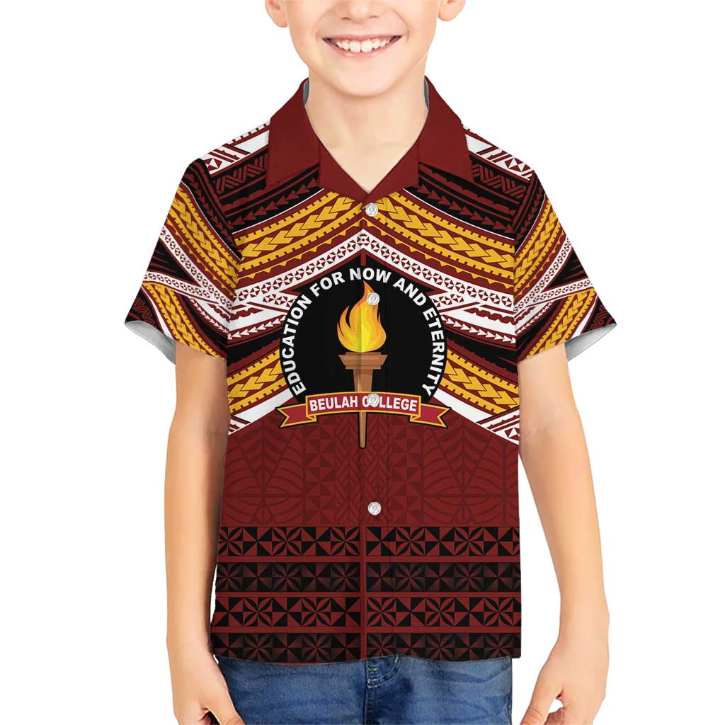 Personalised Tonga Beulah College Hawaiian Shirt Polynesian Ngatu Tribal