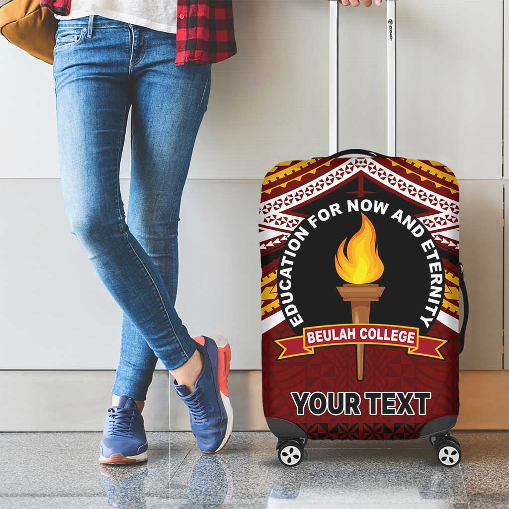 Personalised Tonga Beulah College Luggage Cover Polynesian Ngatu Tribal