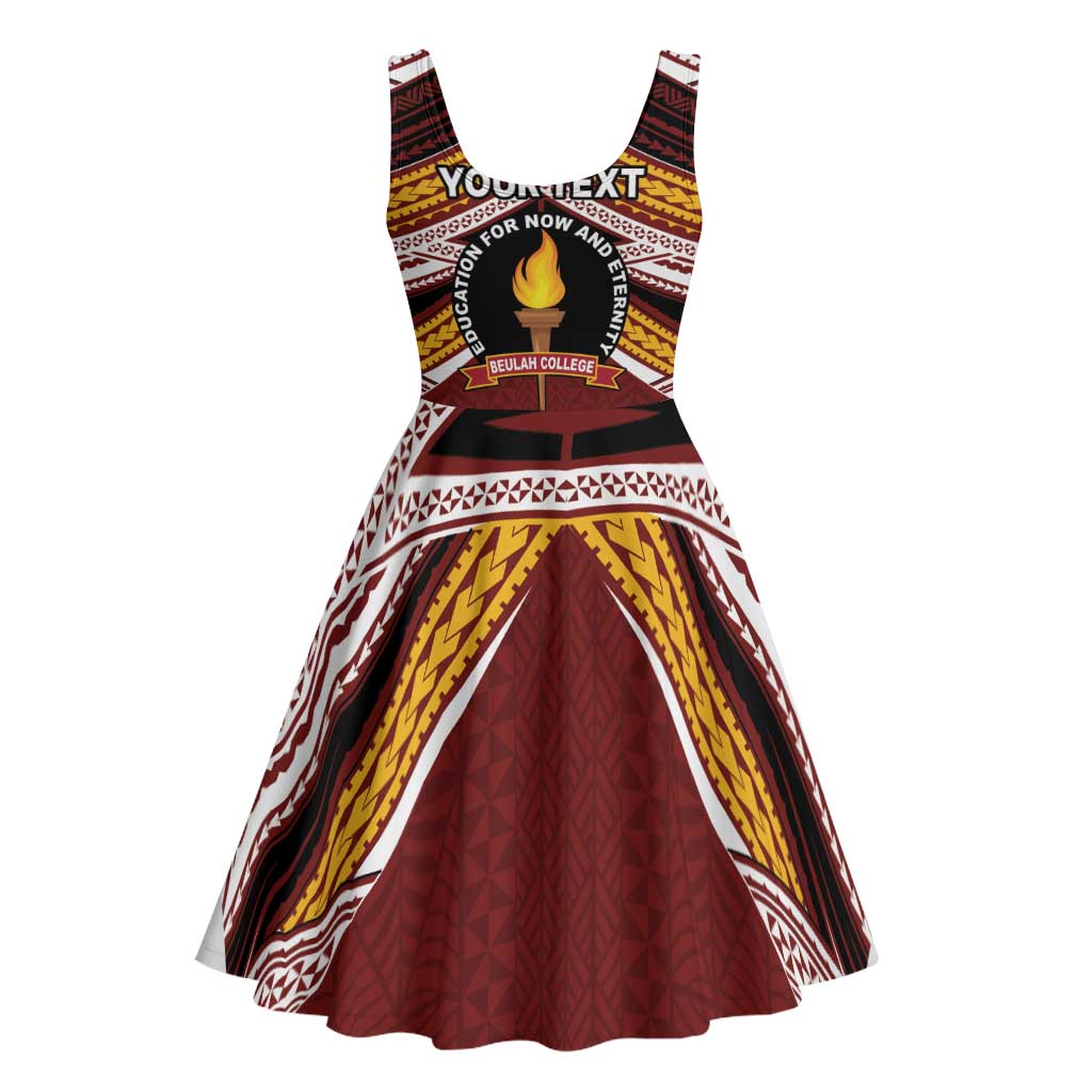 Personalised Tonga Beulah College Midi Dress Polynesian Ngatu Tribal - Polynesian Pride