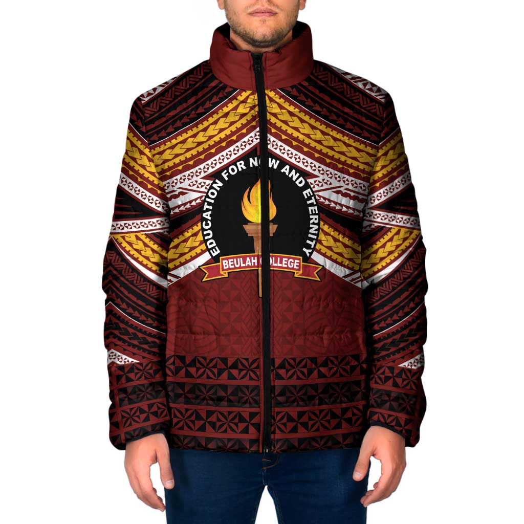 Personalised Tonga Beulah College Padded Jacket Polynesian Ngatu Tribal - Polynesian Pride