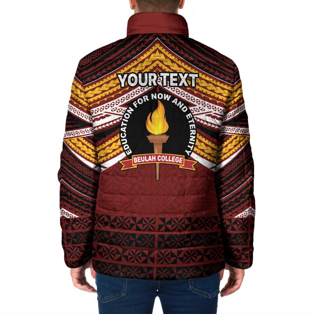 Personalised Tonga Beulah College Padded Jacket Polynesian Ngatu Tribal - Polynesian Pride
