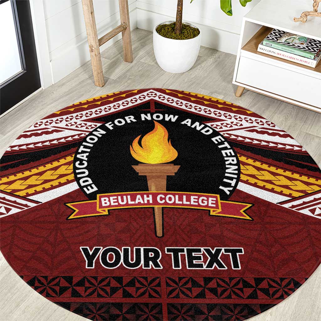 Personalised Tonga Beulah College Round Carpet Polynesian Ngatu Tribal