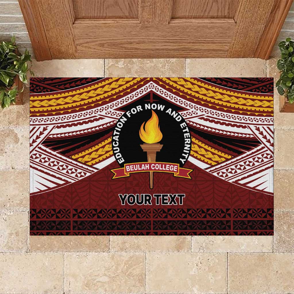 Personalised Tonga Beulah College Rubber Doormat Polynesian Ngatu Tribal