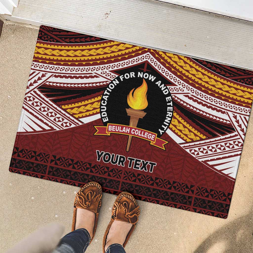 Personalised Tonga Beulah College Rubber Doormat Polynesian Ngatu Tribal