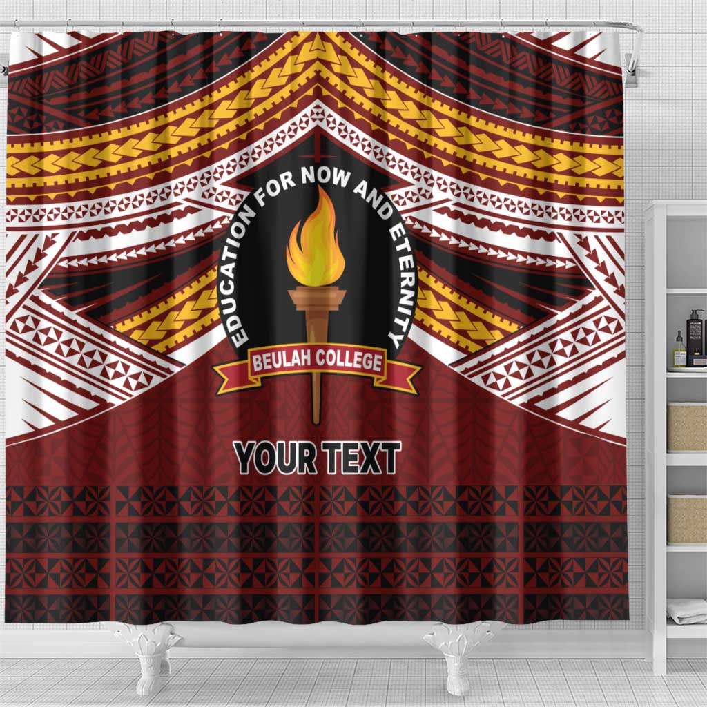 Personalised Tonga Beulah College Shower Curtain Polynesian Ngatu Tribal