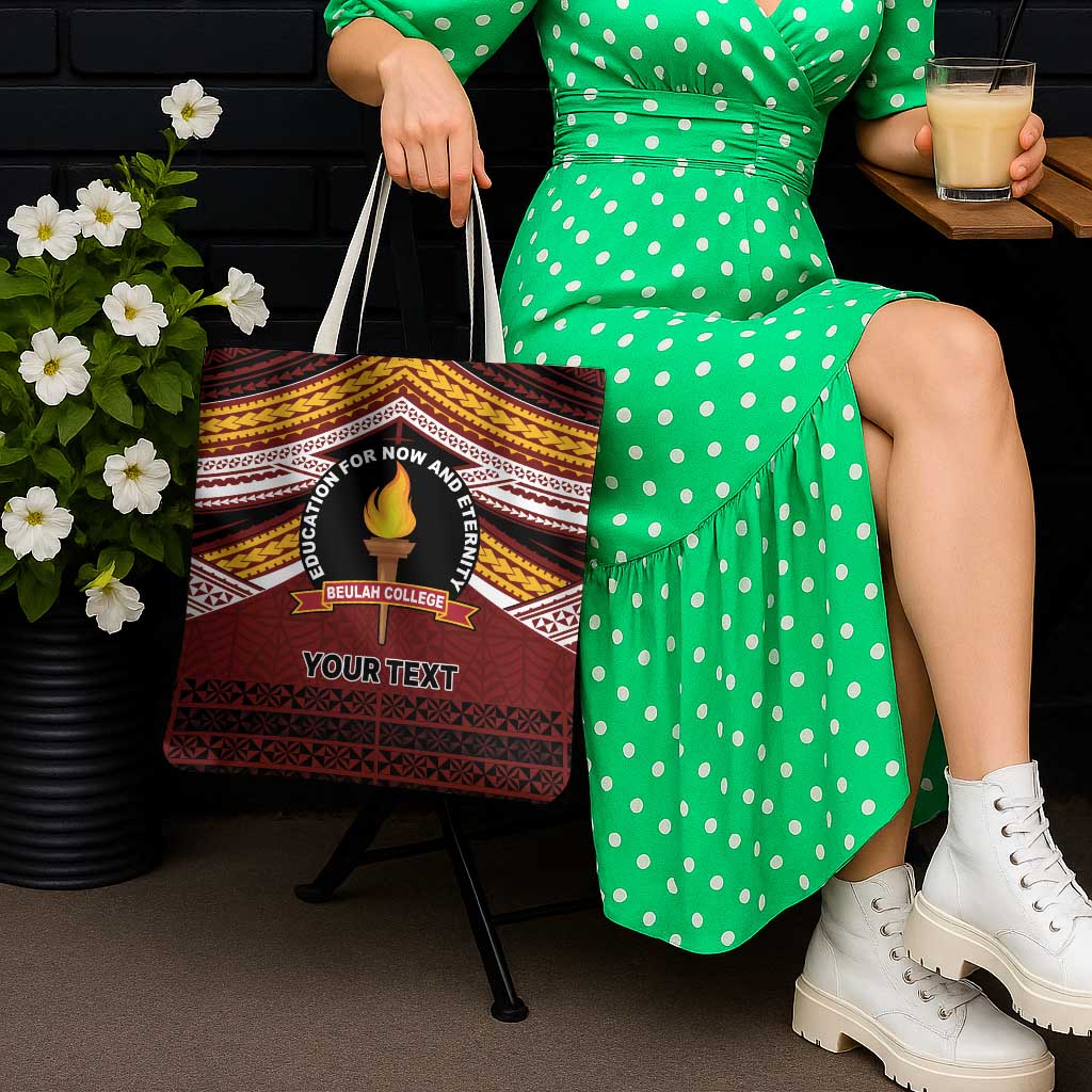 Personalised Tonga Beulah College Tote Bag Polynesian Ngatu Tribal - Polynesian Pride