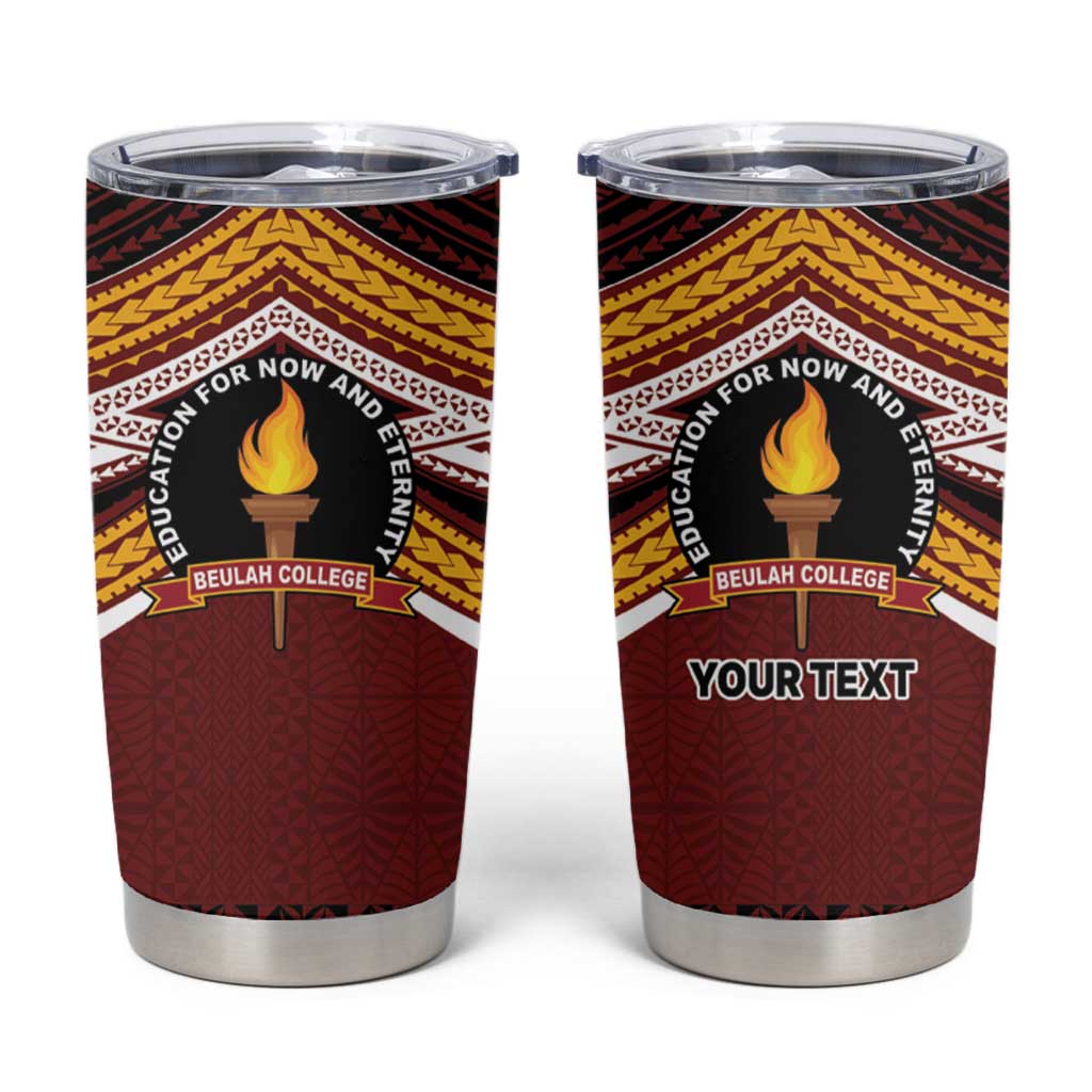 Personalised Tonga Beulah College Tumbler Cup Polynesian Ngatu Tribal