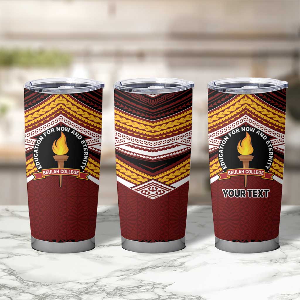 Personalised Tonga Beulah College Tumbler Cup Polynesian Ngatu Tribal