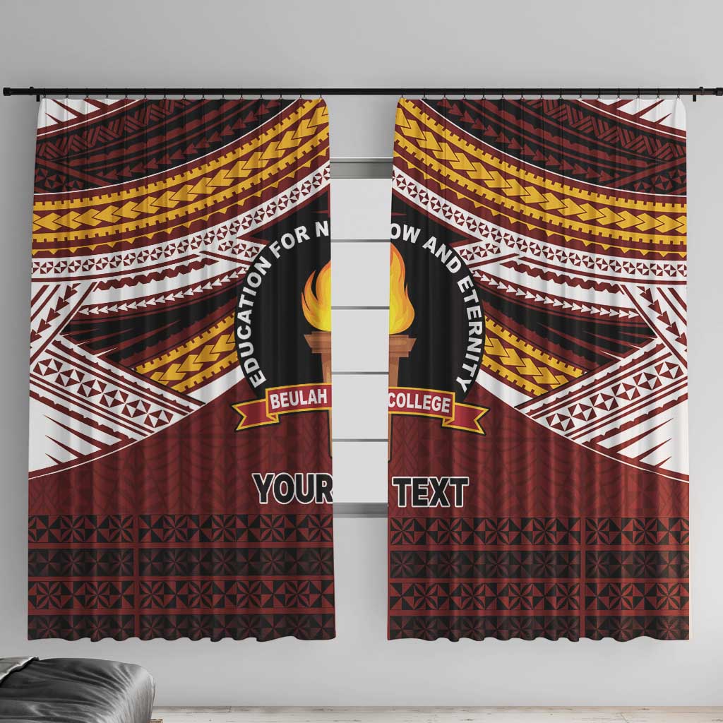 Personalised Tonga Beulah College Window Curtain Polynesian Ngatu Tribal