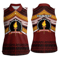 Personalised Tonga Beulah College Women Sleeveless Polo Shirt Polynesian Ngatu Tribal