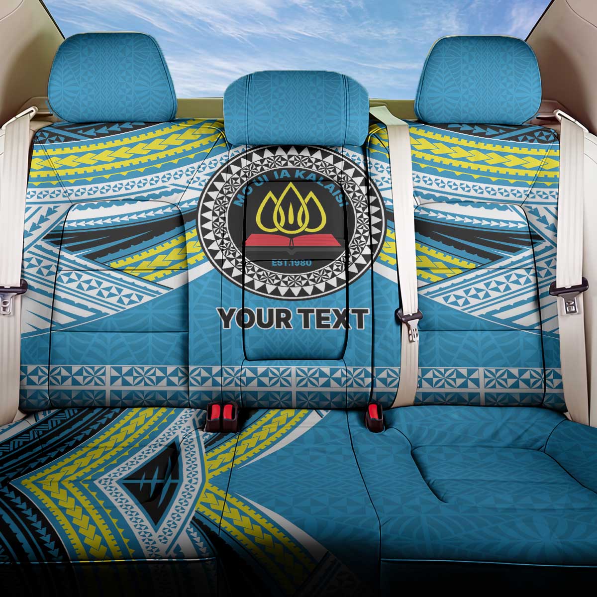 Personalised Tonga Lavengamalie College Back Car Seat Cover Polynesian Ngatu Tribal