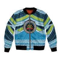 Personalised Tonga Lavengamalie College Bomber Jacket Polynesian Ngatu Tribal LT9 Unisex Blue - Polynesian Pride