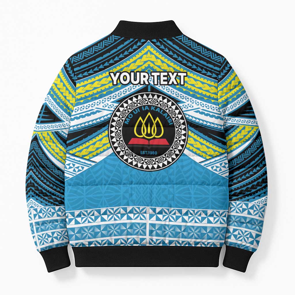 Personalised Tonga Lavengamalie College Bomber Puffer Jacket Polynesian Ngatu Tribal - Polynesian Pride