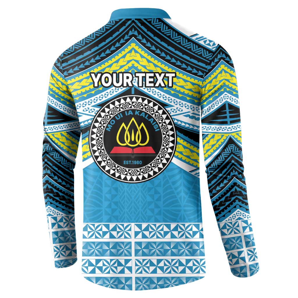 Personalised Tonga Lavengamalie College Button Sweatshirt Polynesian Ngatu Tribal