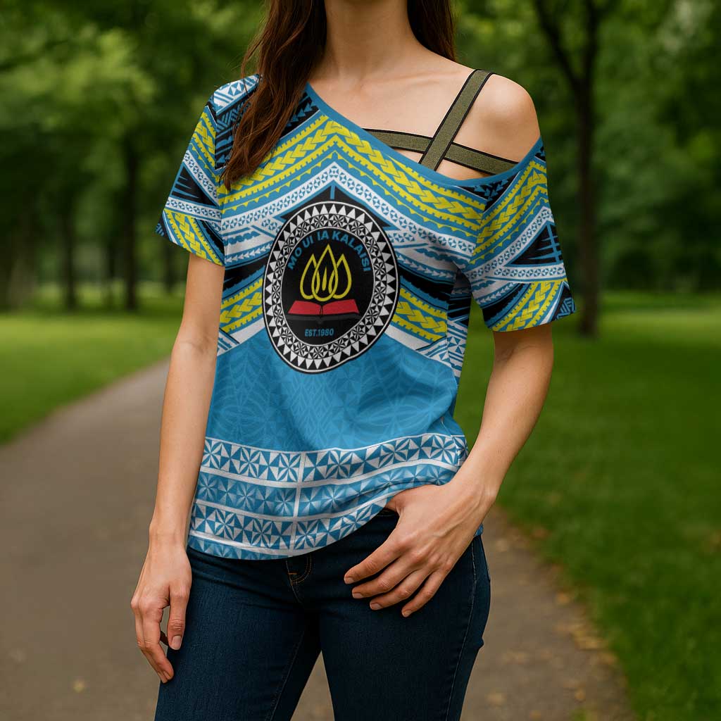 Personalised Tonga Lavengamalie College Cross Shoulder Shirt Polynesian Ngatu Tribal - Polynesian Pride