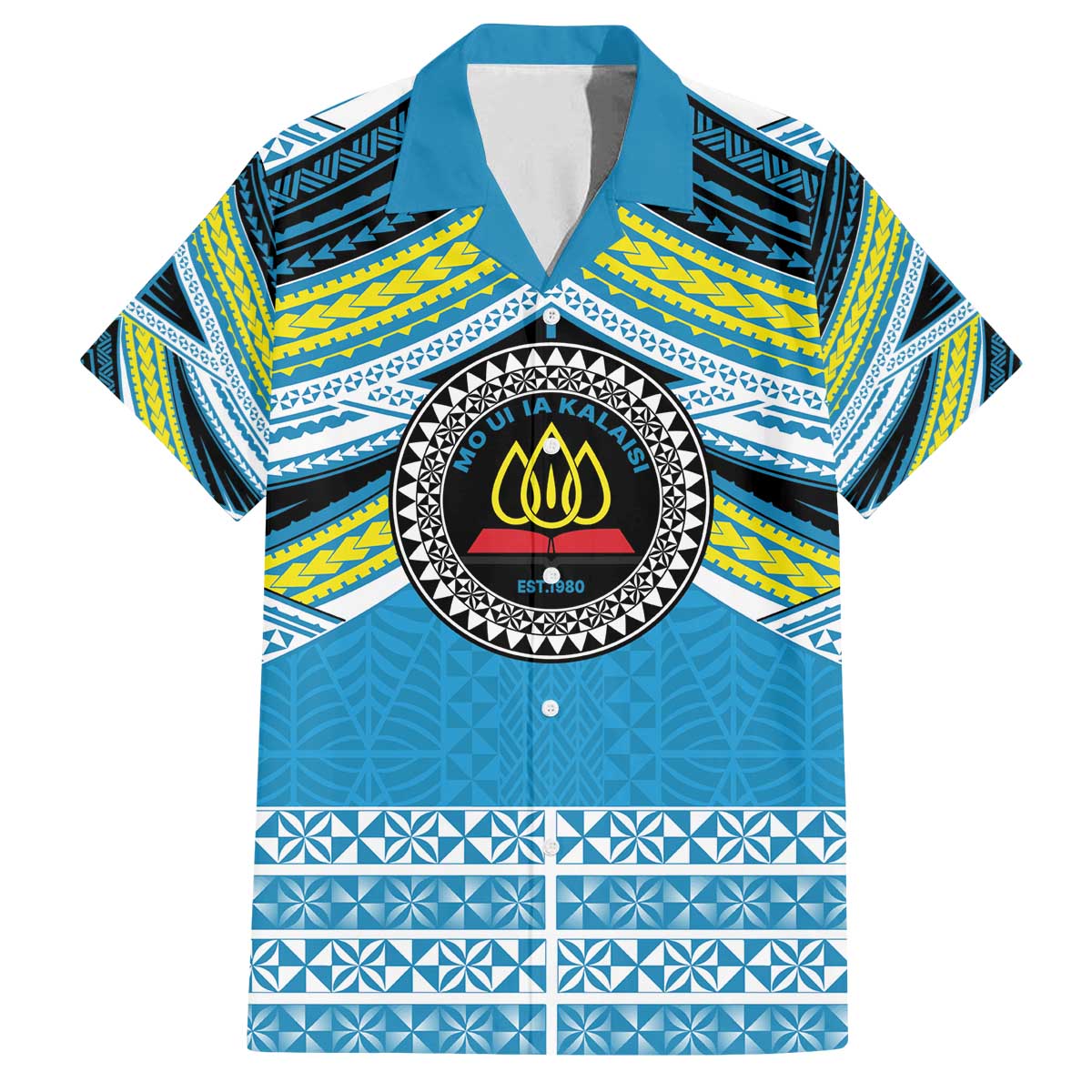 Personalised Tonga Lavengamalie College Family Matching Off The Shoulder Long Sleeve Dress and Hawaiian Shirt Polynesian Ngatu Tribal