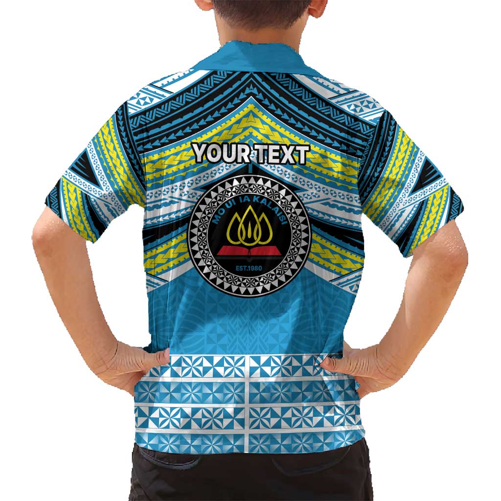 Personalised Tonga Lavengamalie College Family Matching Off Shoulder Short Dress and Hawaiian Shirt Polynesian Ngatu Tribal