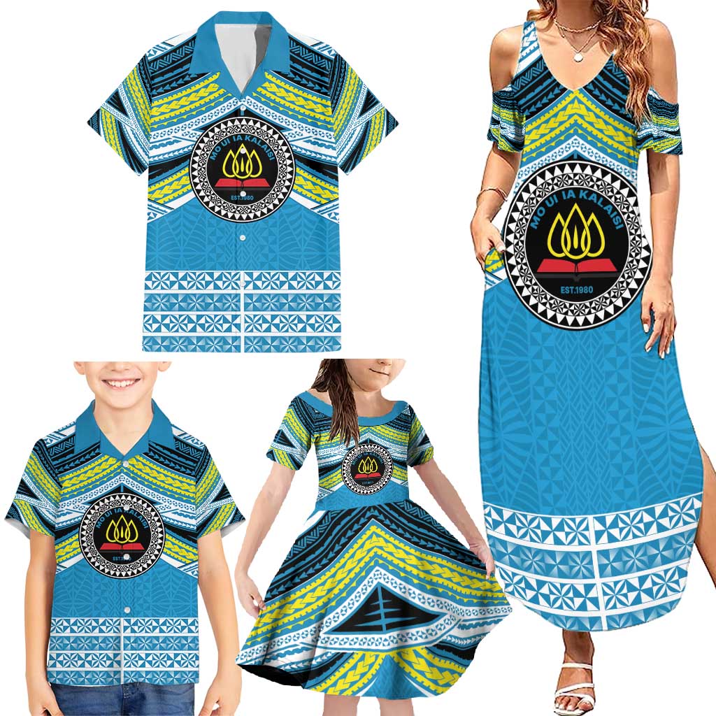 Personalised Tonga Lavengamalie College Family Matching Summer Maxi Dress and Hawaiian Shirt Polynesian Ngatu Tribal