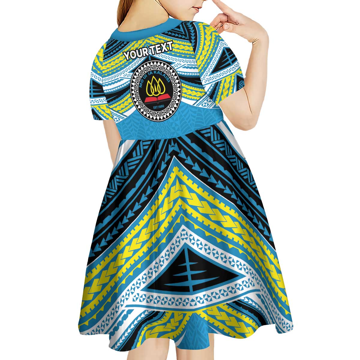 Personalised Tonga Lavengamalie College Kid Short Sleeve Dress Polynesian Ngatu Tribal