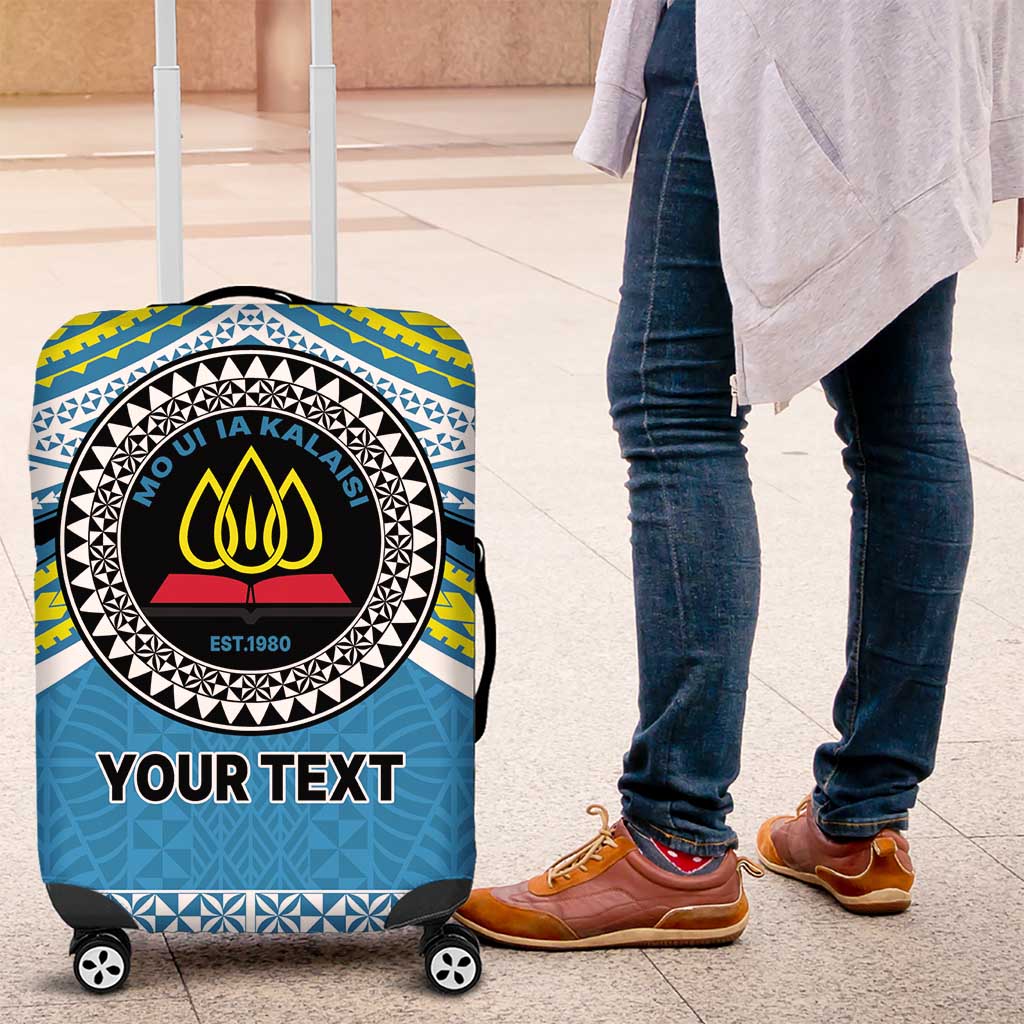Personalised Tonga Lavengamalie College Luggage Cover Polynesian Ngatu Tribal LT9 Blue - Polynesian Pride