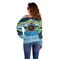 Personalised Tonga Lavengamalie College Off Shoulder Sweater Polynesian Ngatu Tribal