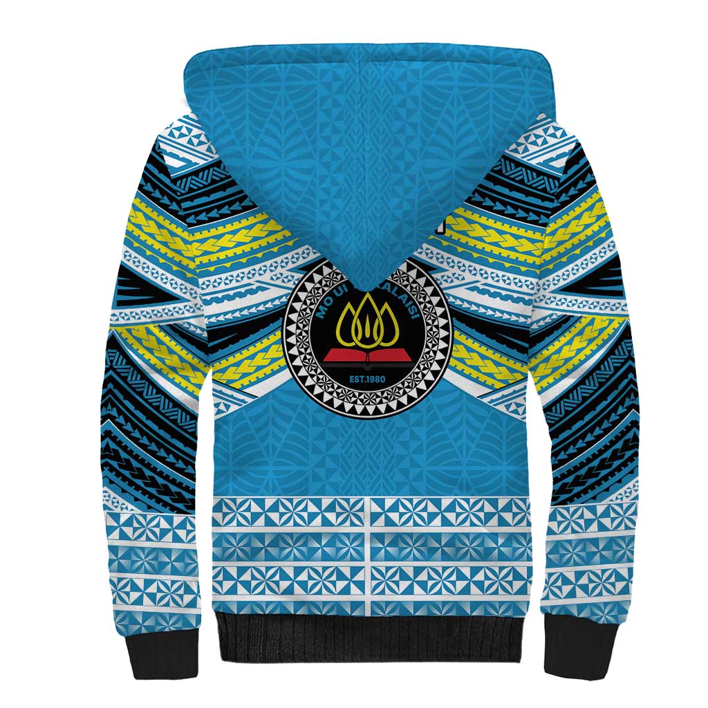 Personalised Tonga Lavengamalie College Sherpa Hoodie Polynesian Ngatu Tribal