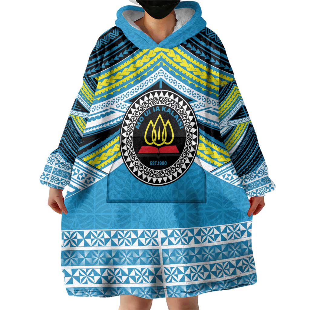 Personalised Tonga Lavengamalie College Wearable Blanket Hoodie Polynesian Ngatu Tribal