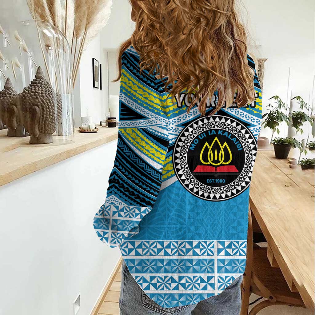 Personalised Tonga Lavengamalie College Women Casual Shirt Polynesian Ngatu Tribal