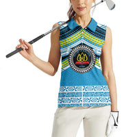 Personalised Tonga Lavengamalie College Women Sleeveless Polo Shirt Polynesian Ngatu Tribal
