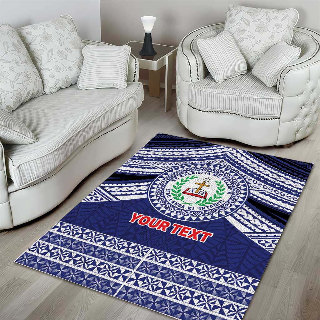 Personalised Tonga Sia'atoutai Theological College Area Rug Polynesian Ngatu Tribal