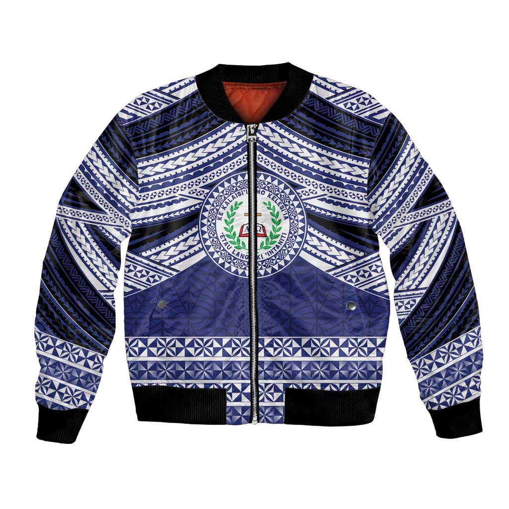 Personalised Tonga Sia'atoutai Theological College Bomber Jacket Polynesian Ngatu Tribal