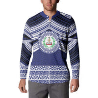 Personalised Tonga Sia'atoutai Theological College Button Sweatshirt Polynesian Ngatu Tribal
