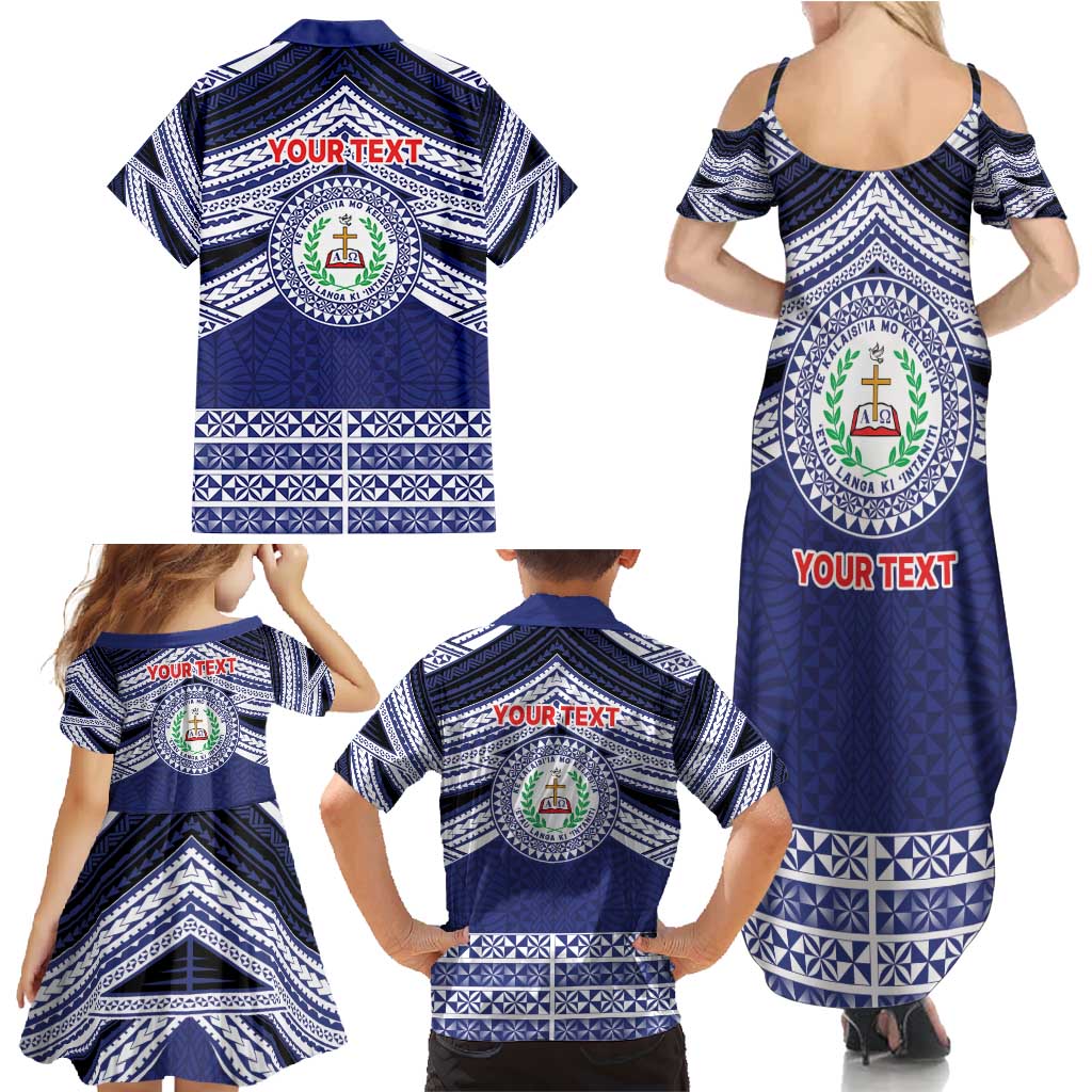Personalised Tonga Sia'atoutai Theological College Family Matching Summer Maxi Dress and Hawaiian Shirt Polynesian Ngatu Tribal