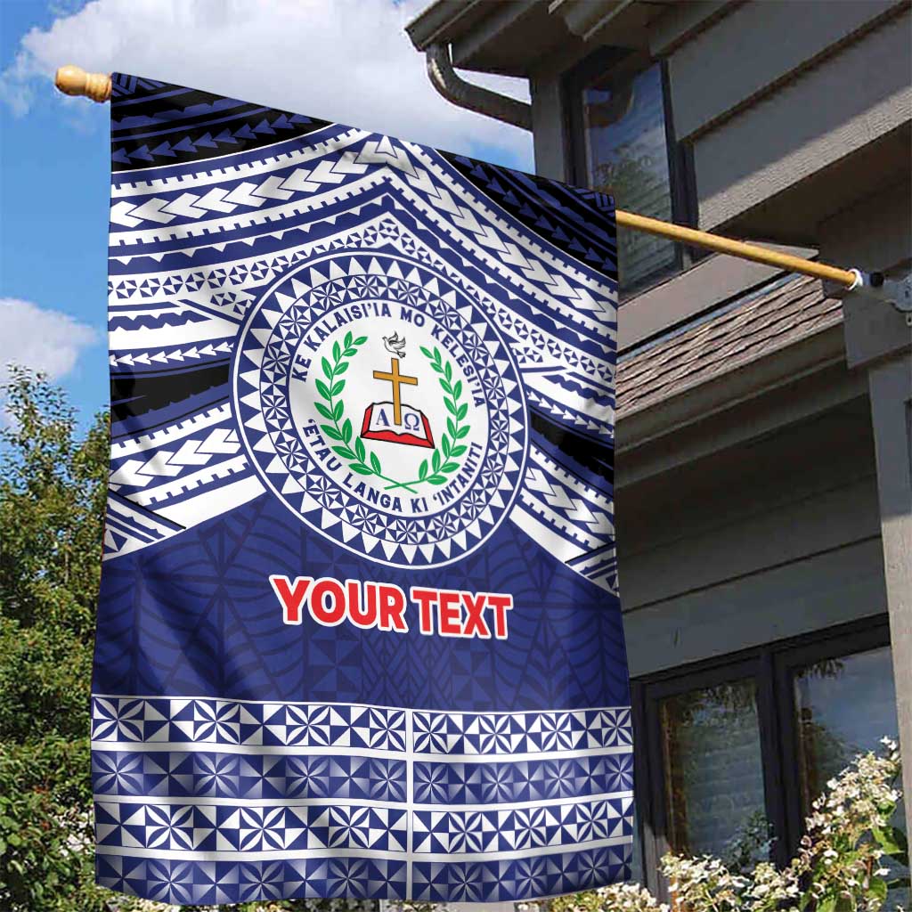 Personalised Tonga Sia'atoutai Theological College Garden Flag Polynesian Ngatu Tribal